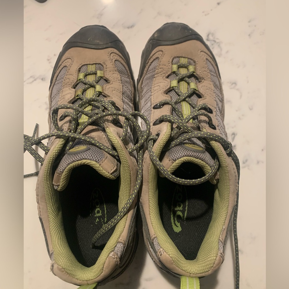 Tan and Green Hiking Shoes with Rugged Design